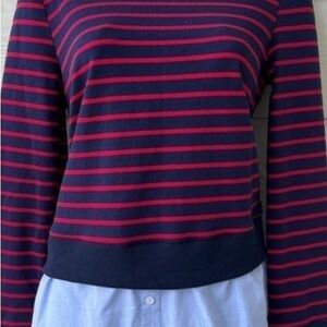 English Factory Navy and Red Striped Top